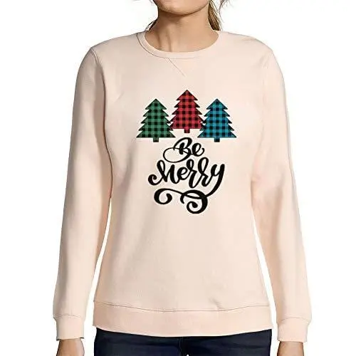 Ultrabasic - Femme Imprimé Graphique Sweat-Shirt Be Merry Christmas Xmas Gift Ideas Rose Crémeux 1
