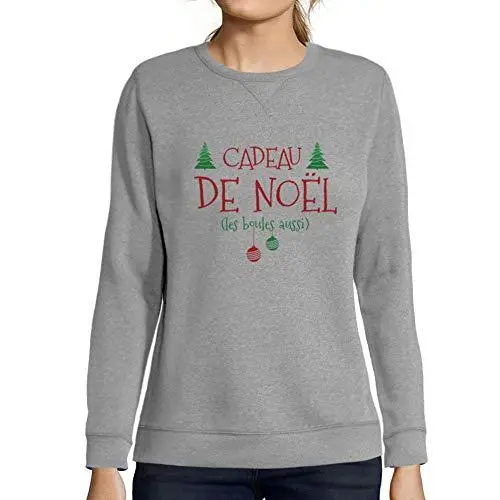 Ultrabasic - Femme Imprimé Graphique Sweat-Shirt Cadeau De Noël Idées Cadeaux Gris Chiné 1