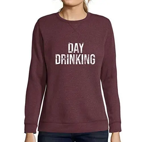 Ultrabasic - Femme Imprimé Graphique Sweat-Shirt Drinking All Day Marrant Action De Grâces Idées Cadeaux Bordeaux 1