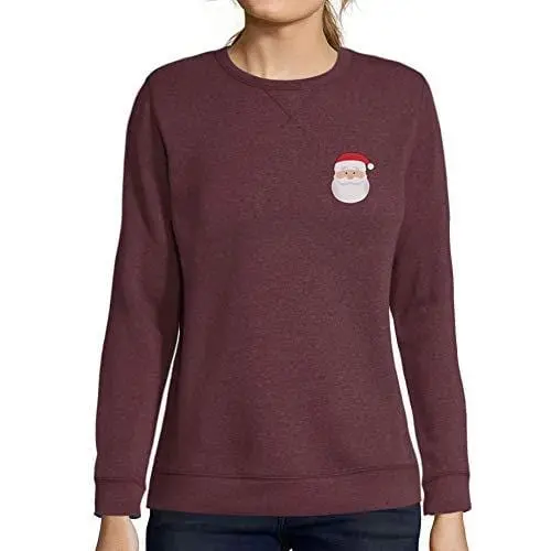 Ultrabasic - Femme Imprimé Graphique Sweat-Shirt Little Santa Cool Christmas Bordeaux 1