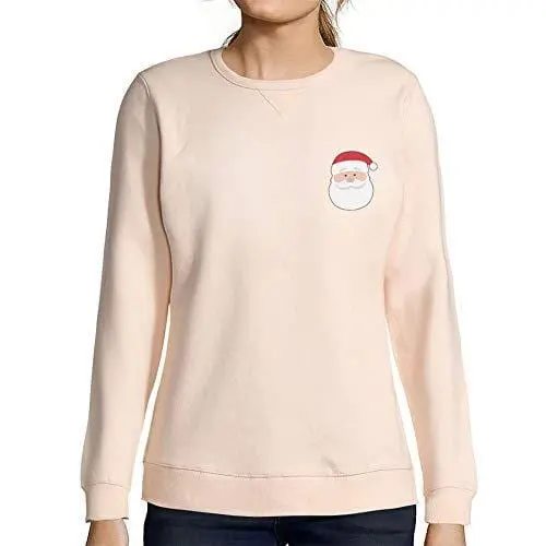 Ultrabasic - Femme Imprimé Graphique Sweat-Shirt Little Santa Cool Christmas Rose Crémeux 1