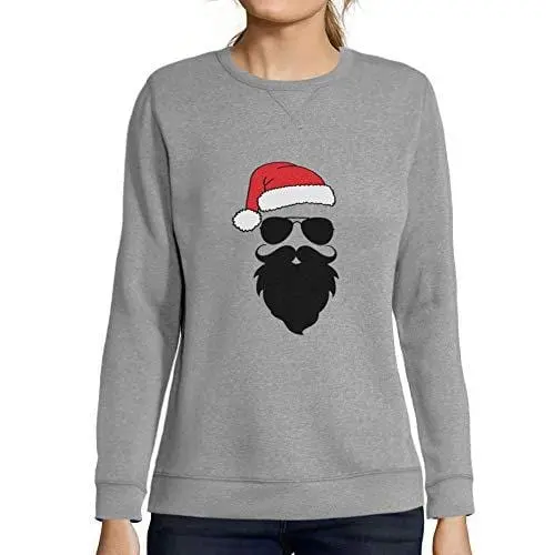Ultrabasic - Femme Imprimé Graphique Sweat-Shirt Marrant Père Noël Cool Cadeau De Noël Gris Chine 1