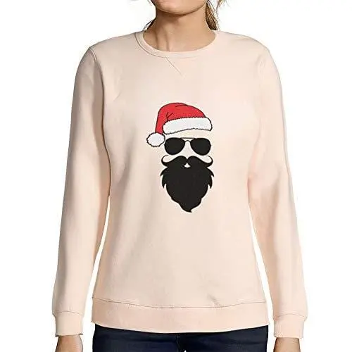 Ultrabasic - Femme Imprimé Graphique Sweat-Shirt Marrant Père Noël Cool Cadeau De Noël Rose Cremeux 1