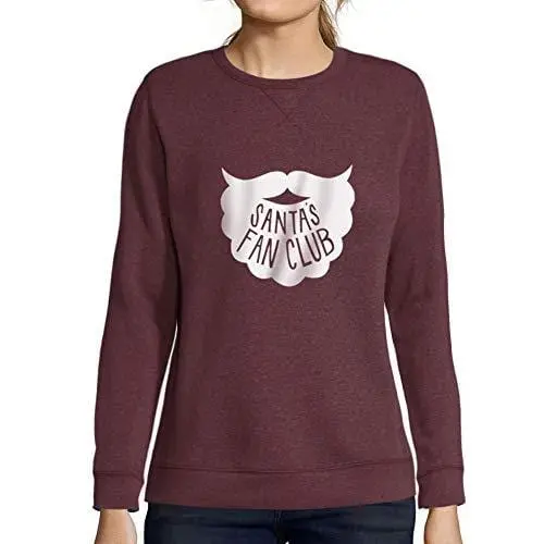 Ultrabasic - Femme Imprimé Graphique Sweat-Shirt Santa's Fan Club Cadeau De Noël Idées Cadeaux Bordeaux 1