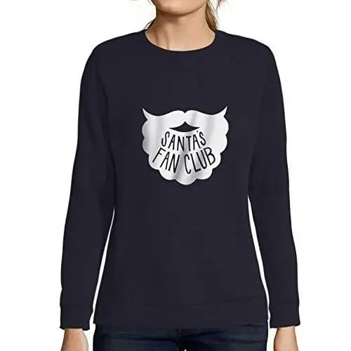Ultrabasic - Femme Imprimé Graphique Sweat-Shirt Santa's Fan Club Cadeau De Noël Idées Cadeaux French Marine 1