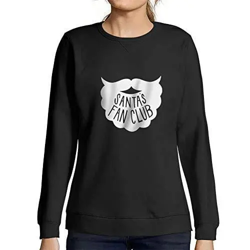 Ultrabasic - Femme Imprimé Graphique Sweat-Shirt Santa's Fan Club Cadeau De Noël Idées Cadeaux Noir Profond 1