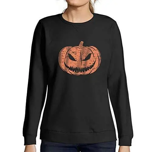 Ultrabasic - Femme Imprimé Graphique Sweat-Shirt Sweatshirt Pumpkin Face T-Shirt Cute Casual Fall Halloween Tee Tops Noir Profond 1