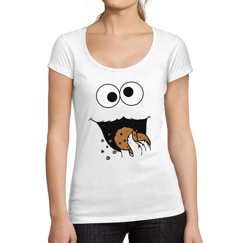 Ultrabasic - Femme T-Shirt Graphique Karneval & Fasching Keks-Monster Blanc 1