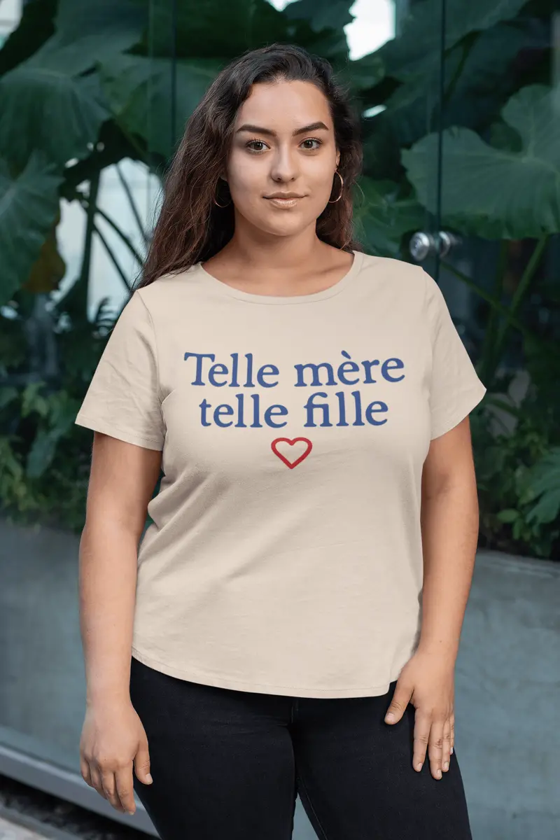 Ultrabasic - Femme Telle Mere Telle Fille Imprimé Tee-Shirt Rose Crémeux 1