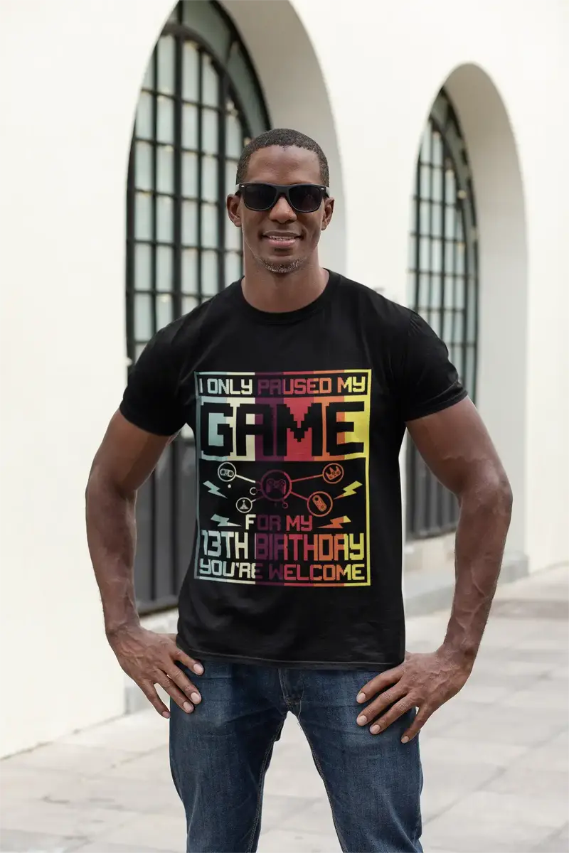 Ultrabasic Gaming Men's T-Shirt I Only Paused My Game For My 13Th Birthday - Gamer Tee Shirt 1