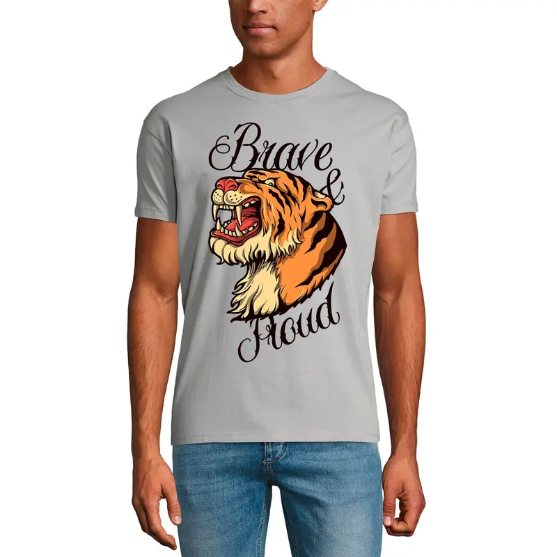 Ultrabasic Graphic Men's T-Shirt Brave And Proud - Tiger Head - Vintage Shirt 1