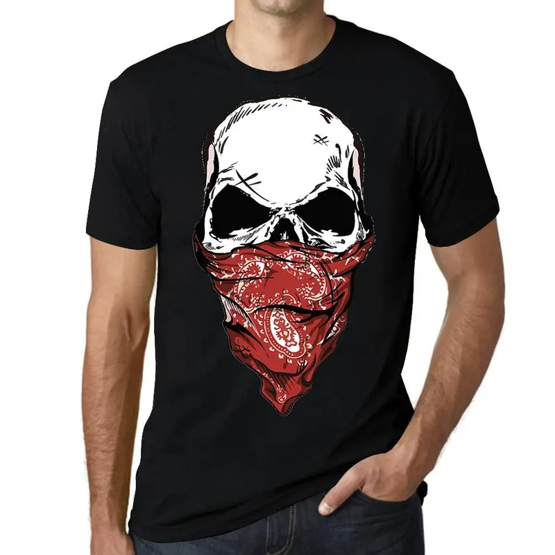 Ultrabasic Graphic Men's T-Shirt - Gang Skull - Red Scarf Shirt For Fans 1
