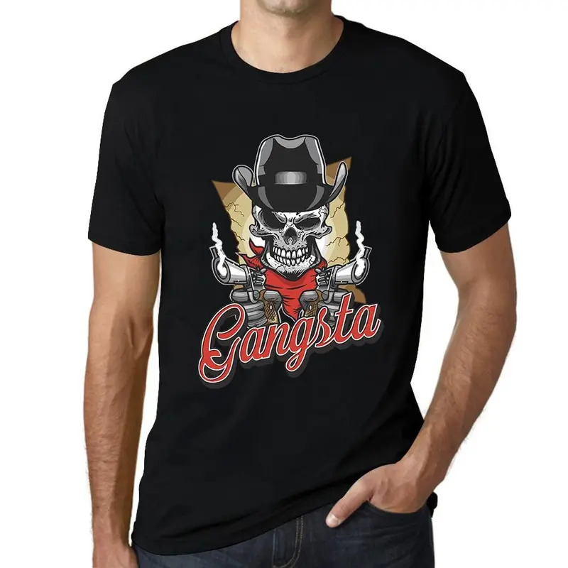 Ultrabasic Graphic Men's T-Shirt - Gangsta Skull - Cowboy Gangster Shirt For Men 1