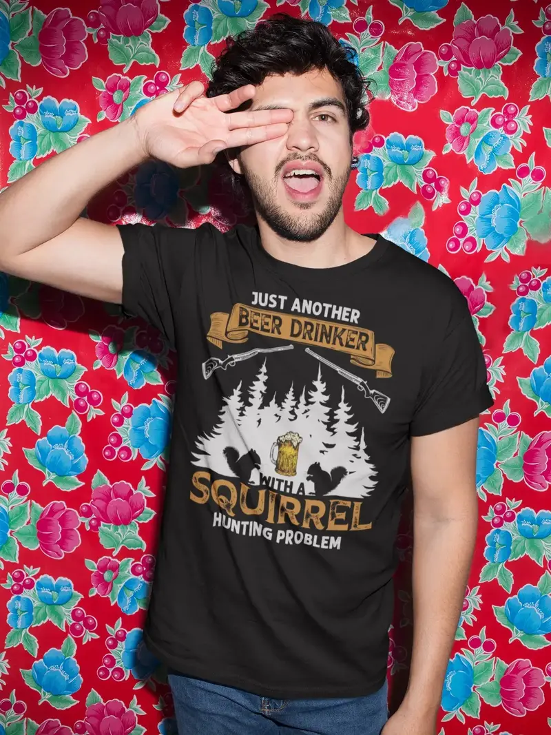 Ultrabasic Graphic Men's T-Shirt Just Another Beer With A Squirrel Hunting Problem - Vintage Hunter's Tee Shirt 1
