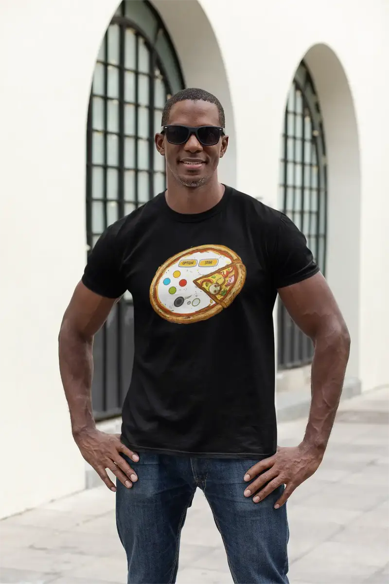 Ultrabasic Graphic Men's T-Shirt Pizza Option Star - Gaming Apparel - Humor Joke 1