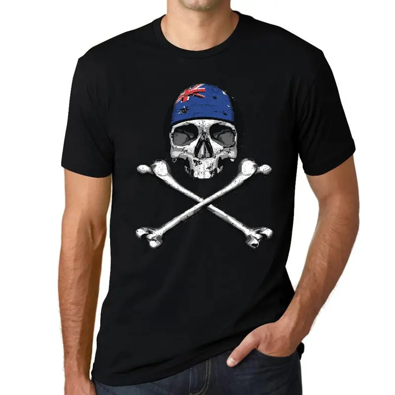 Ultrabasic Graphic Men's T-Shirt - Skull And Cross Bones Australian Creepy Shirt 1
