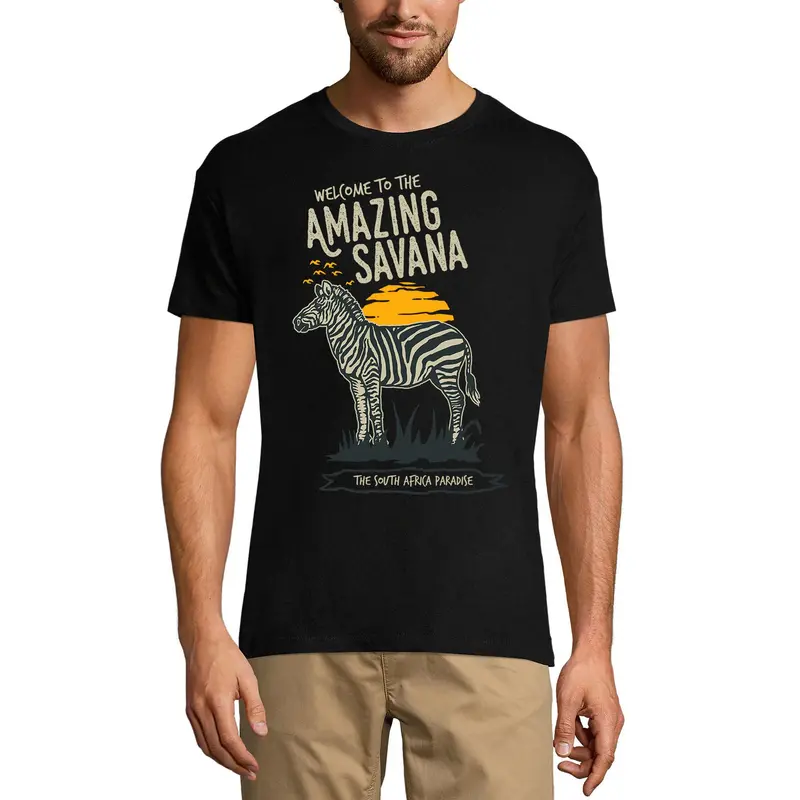 Ultrabasic Graphic Men's T-Shirt South Africa Paradise - Zebra Shirt - Sunset 1