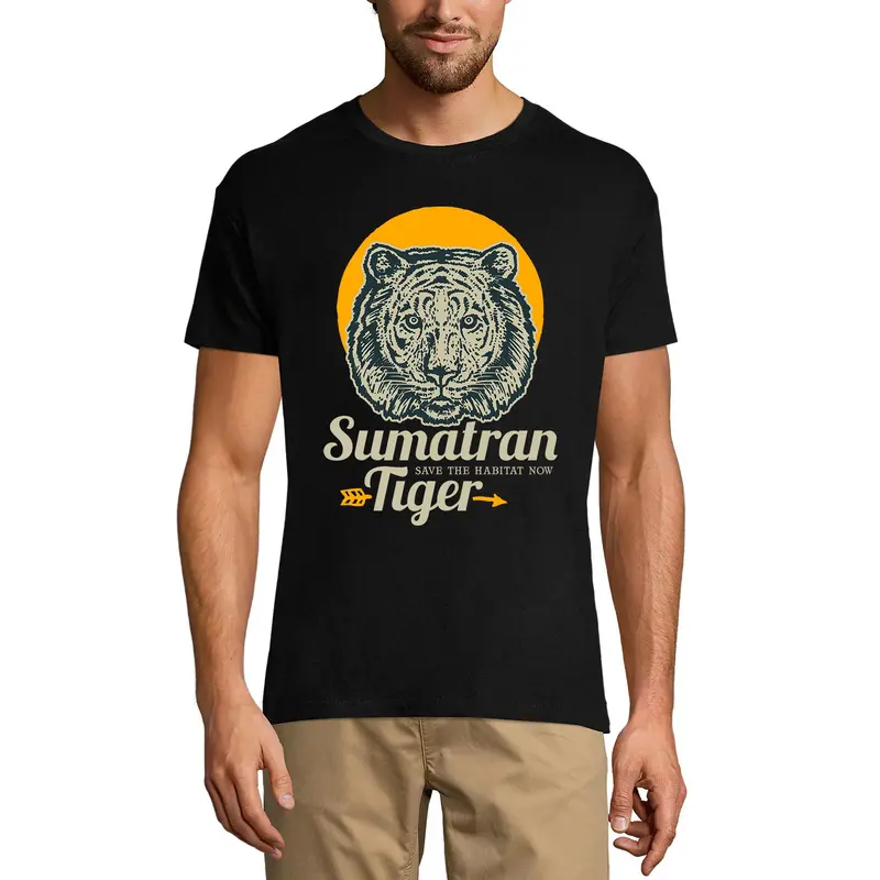 Ultrabasic Graphic Men's T-Shirt Sumatran Tiger - Tiger Head - Sunset 1