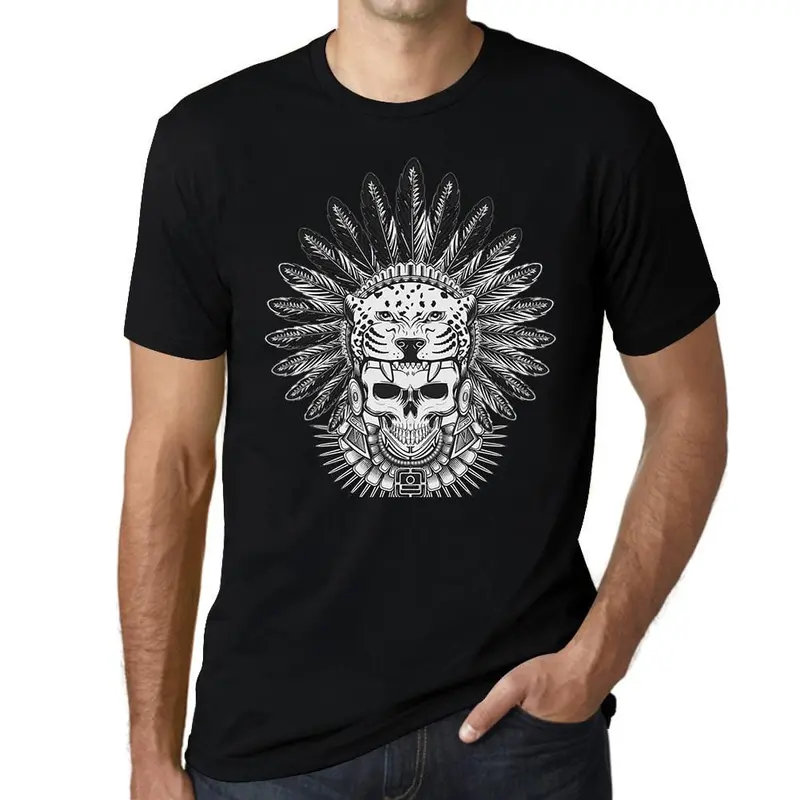 Ultrabasic Graphic Men's T-Shirt - Wild Cat Leopard - Skull Shirt For Men 1