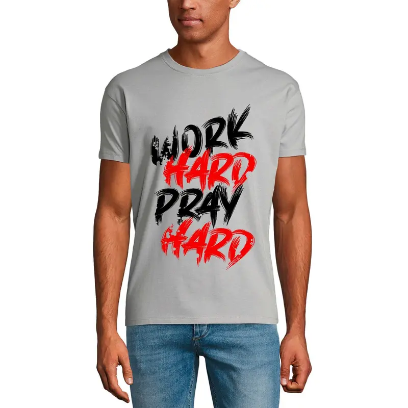 Ultrabasic Graphic Men's T-Shirt Work Hard Pray Hard - Religious Message 1