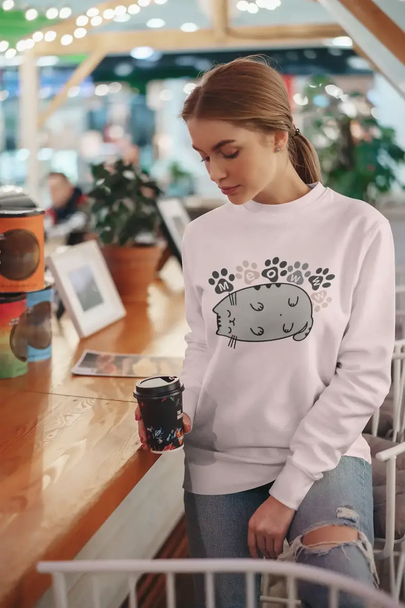 Ultrabasic Graphic Women's Sweatshirt Lazy Cat - Cat Paws - Cute Sully 1