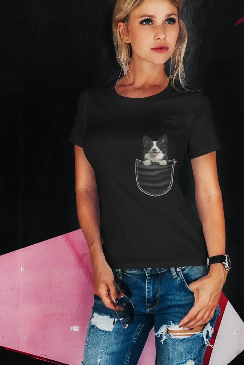 Ultrabasic Graphic Women's T-Shirt Border Collie - Cute Dog In Your Pocket 1