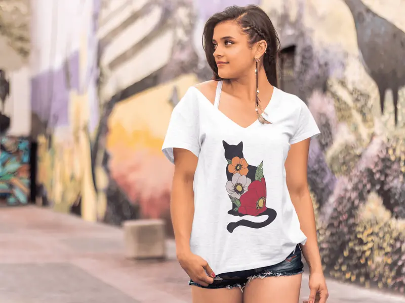 Ultrabasic Graphic Women's T-Shirt Cat - Vintage Printed Shirt - Cat Lovers 1