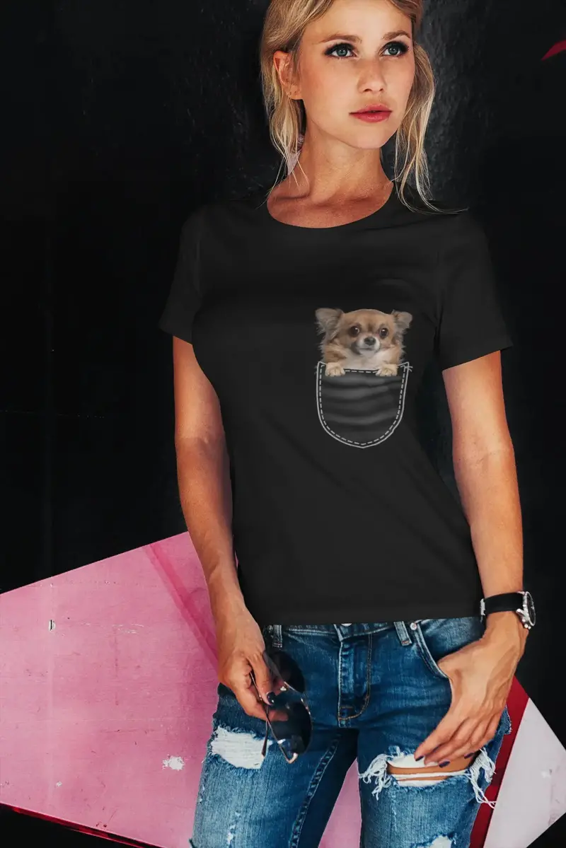 Ultrabasic Graphic Women's T-Shirt Chihuahua - Cute Dog In Your Pocket - Vintage 1