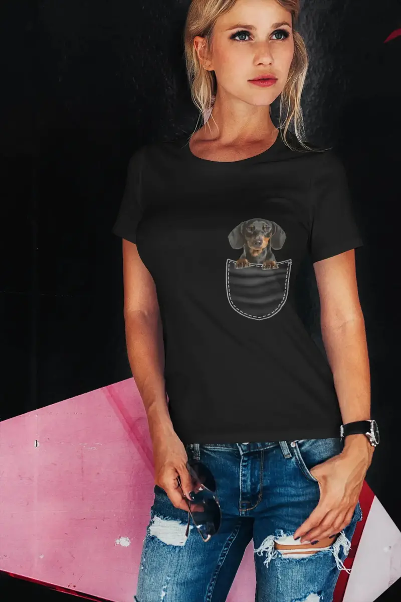 Ultrabasic Graphic Women's T-Shirt Dachshund - Cute Dog In Your Pocket 1