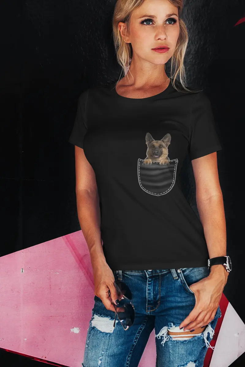 Ultrabasic Graphic Women's T-Shirt German Shepherd - Cute Dog In Your Pocket 1