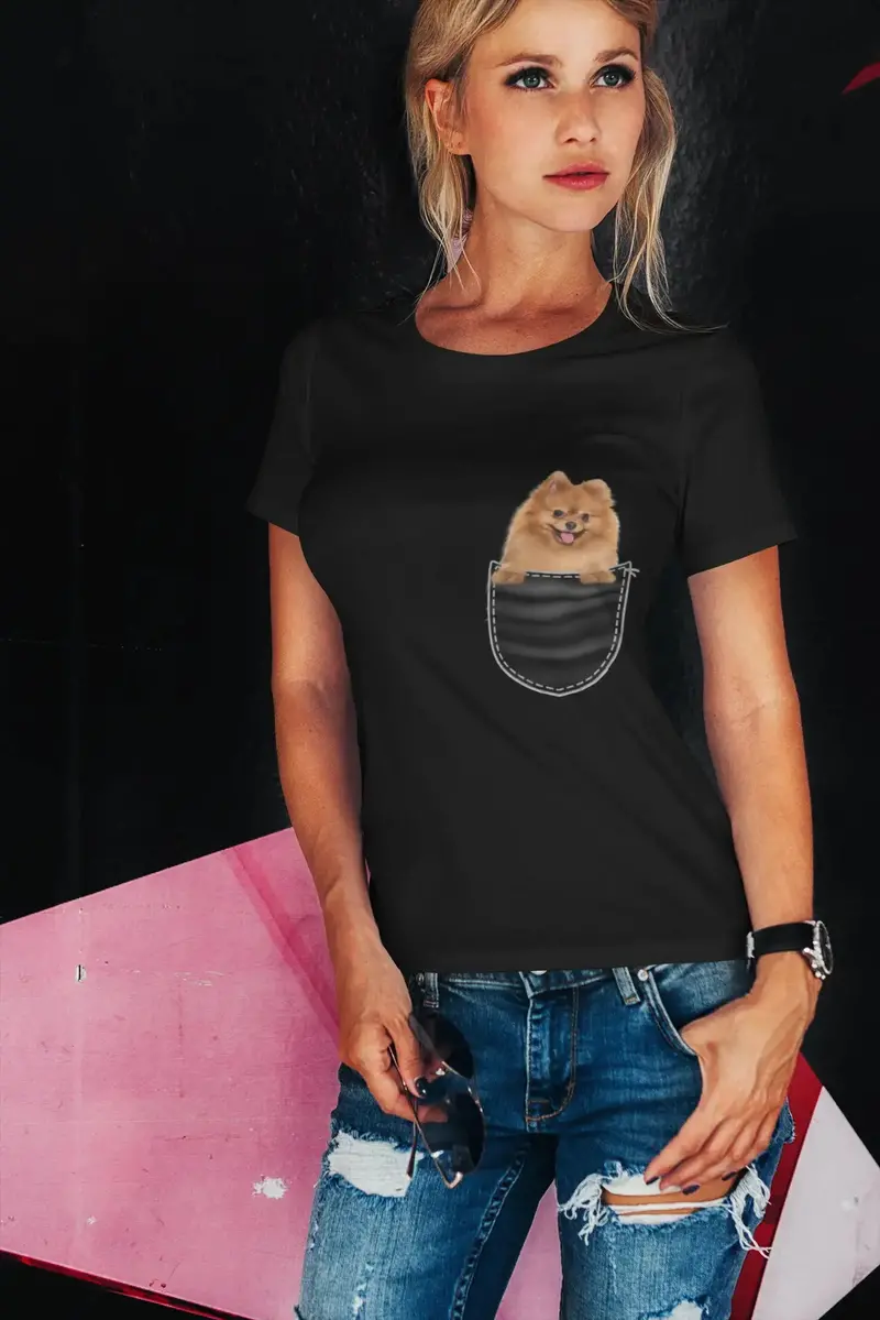 Ultrabasic Graphic Women's T-Shirt Pomeranian - Cute Dog In Your Pocket 1
