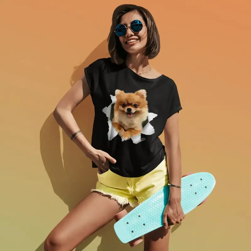 Ultrabasic Graphic Women's T-Shirt Pomeranian - Cute Fluffy Dog - Vintage Shirt 1