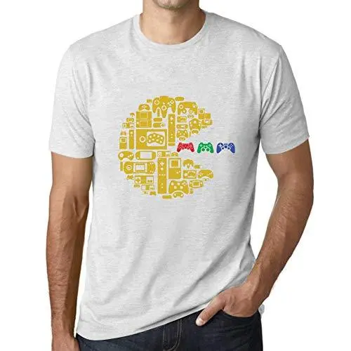 Ultrabasic - Graphique Homme Classique Vintage Manette T-Shirt Esports Cadeau Imprimé Tée-Shirt Blanc Chiné 1