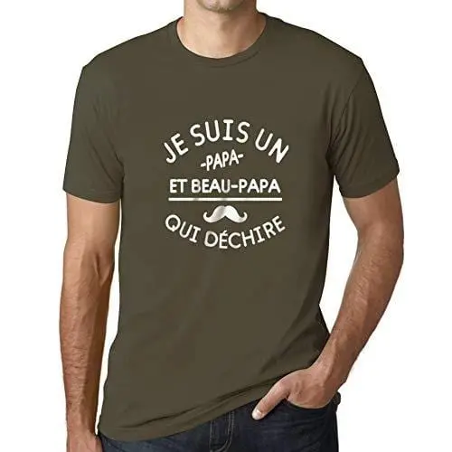 Ultrabasic - Graphique Homme Papa Et Beau-Papa Qui Déchire T-Shirt Cadeau Imprimé Tée-Shirt Army 1