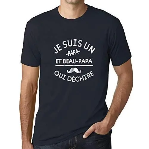 Ultrabasic - Graphique Homme Papa Et Beau-Papa Qui Déchire T-Shirt Cadeau Imprimé Tée-Shirt Marine 1