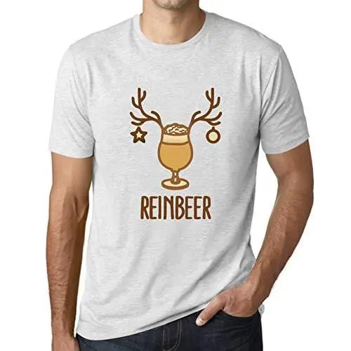 Ultrabasic - Graphique Homme Reinbeer T-Shirt Cadeau Imprimé Tée-Shirt Blanc Chiné 1
