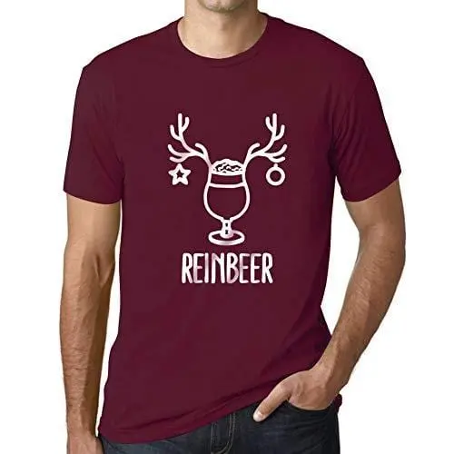 Ultrabasic - Graphique Homme Reinbeer T-Shirt Cadeau Imprimé Tée-Shirt Bordeaux 1
