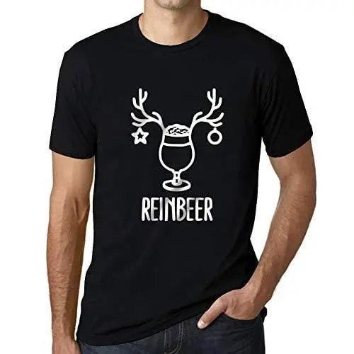 Ultrabasic - Graphique Homme Reinbeer T-Shirt Cadeau Imprimé Tée-Shirt Noir Profond 1