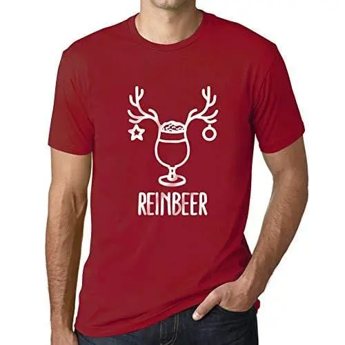Ultrabasic - Graphique Homme Reinbeer T-Shirt Cadeau Imprimé Tée-Shirt Rouge Tango 1