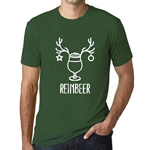 Ultrabasic - Graphique Homme Reinbeer T-Shirt Cadeau Imprimé Tée-Shirt Vert Bouteille 1