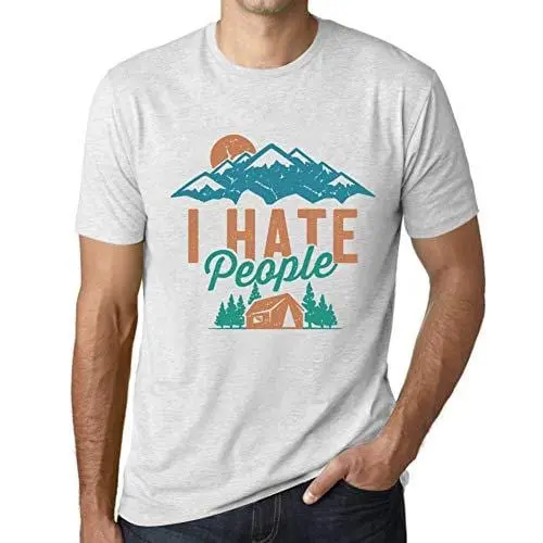 Ultrabasic - Graphique Hommes I Hate People Imprimé Tee T-Shirt Blanc Chiné 1