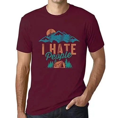 Ultrabasic - Graphique Hommes I Hate People Imprimé Tee T-Shirt Bordeaux 1