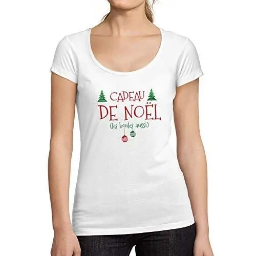 Ultrabasic - Graphique Tee-Shirt Femme Col Rond Décolleté Cadeau De Noël Imprimé Tee-Shirt Blanco 1