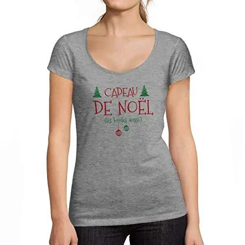 Ultrabasic - Graphique Tee-Shirt Femme Col Rond Décolleté Cadeau De Noël Imprimé Tee-Shirt Gris Chiné 1