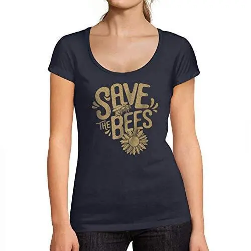 Ultrabasic - Homme Femme Imprimé Graphique Sweat À Capuche Save The Bees French Marine 1