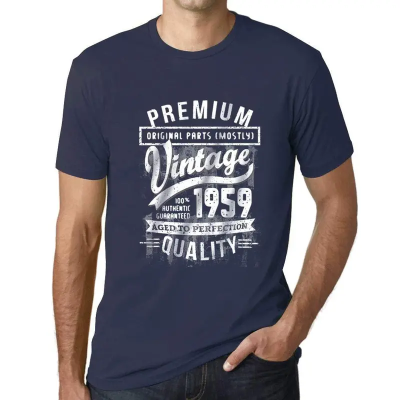 Ultrabasic - Homme Graphique 1959 Aged To Perfection T-Shirt - Cadeau D'anniversaire Pour 60 Ans French Marine 1