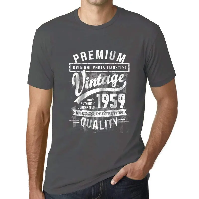 Ultrabasic - Homme Graphique 1959 Aged To Perfection T-Shirt - Cadeau D'anniversaire Pour 60 Ans Gris Souris 1