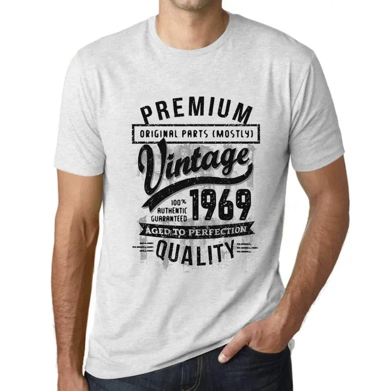 Ultrabasic - Homme Graphique 1969 Aged To Perfection T-Shirt - Cadeau D'anniversaire Pour 50 Ans Blanc Chiné 1