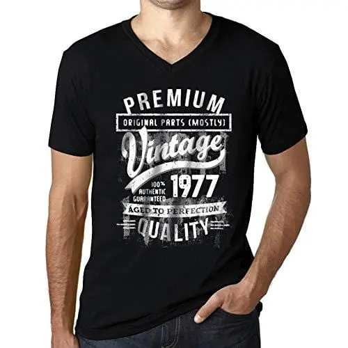 Ultrabasic - Homme Graphique 1977 Aged To Perfection Cadeau D'anniversaire Col V Tee Shirt 1