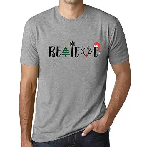 Ultrabasic - Homme Graphique Arbre De Noël T-Shirt Idées Cadeaux De Noël Gris Chiné 1